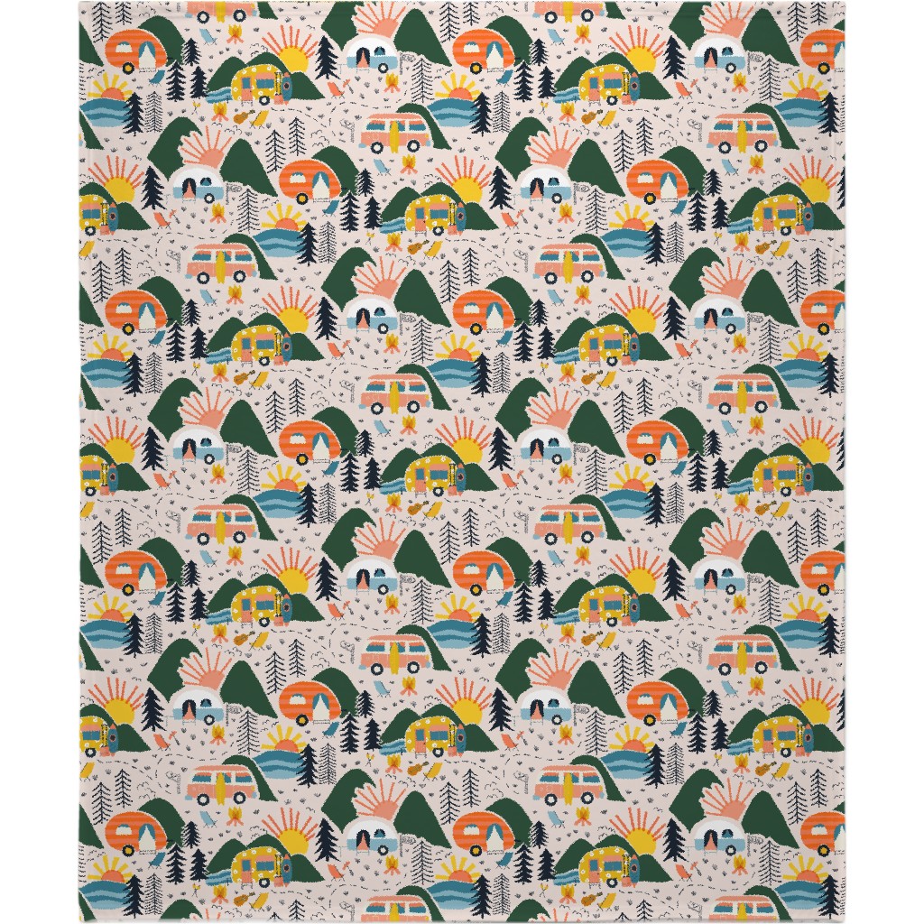 Camping Blanket, Fleece, 50x60, Multicolor