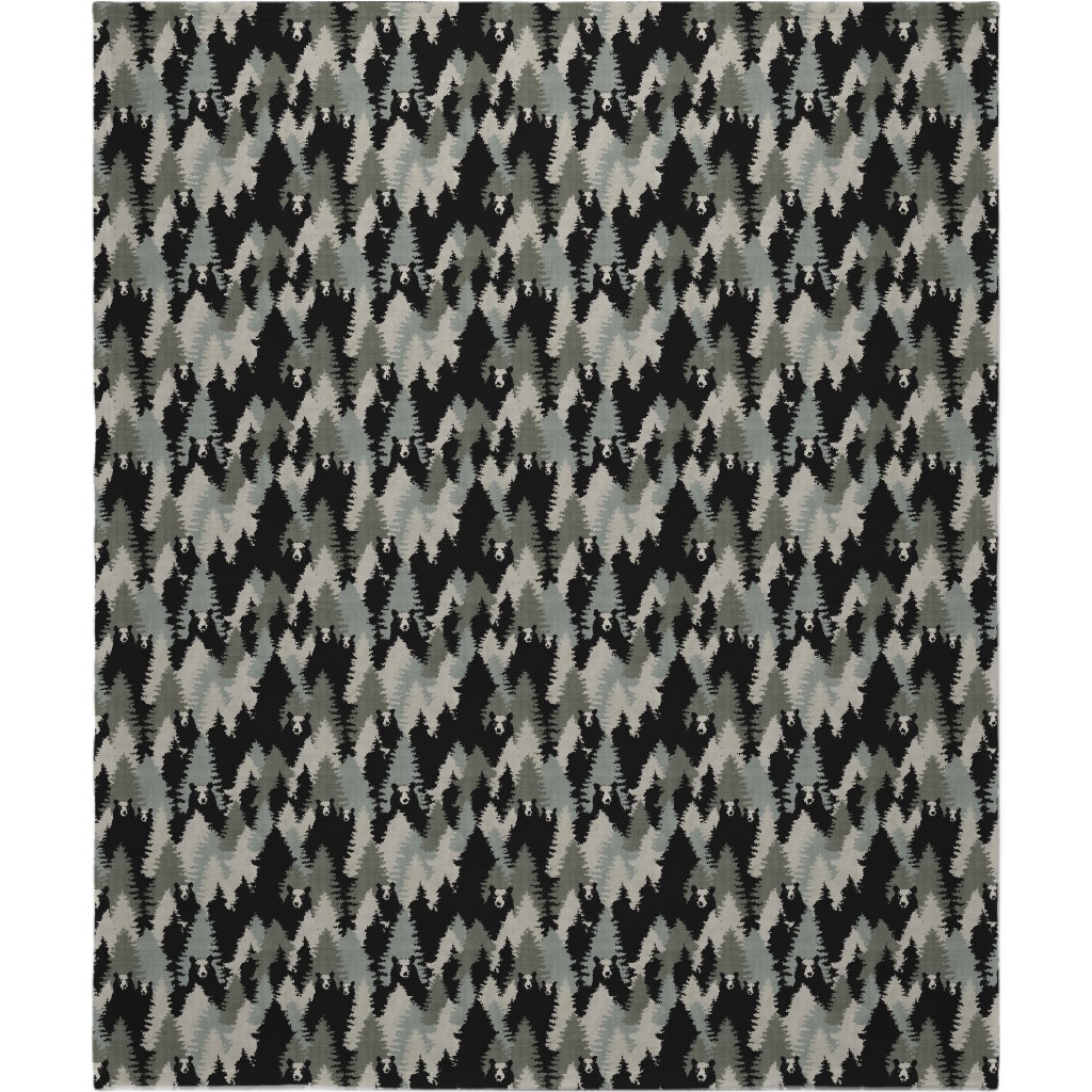 Bears Texture - Green Blanket, Fleece, 50x60, Green, Classic Green