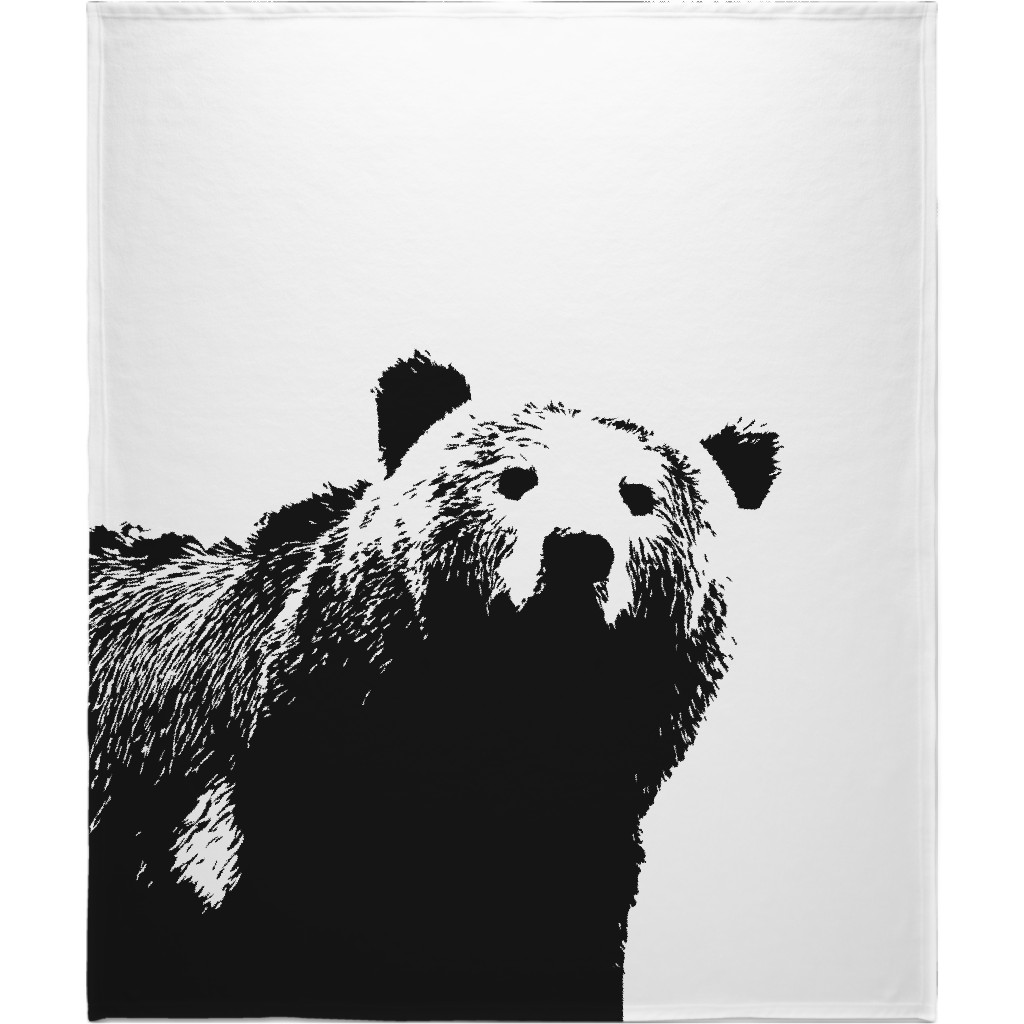 Bear - Black and White Blanket, Fleece, 50x60, Black, Black