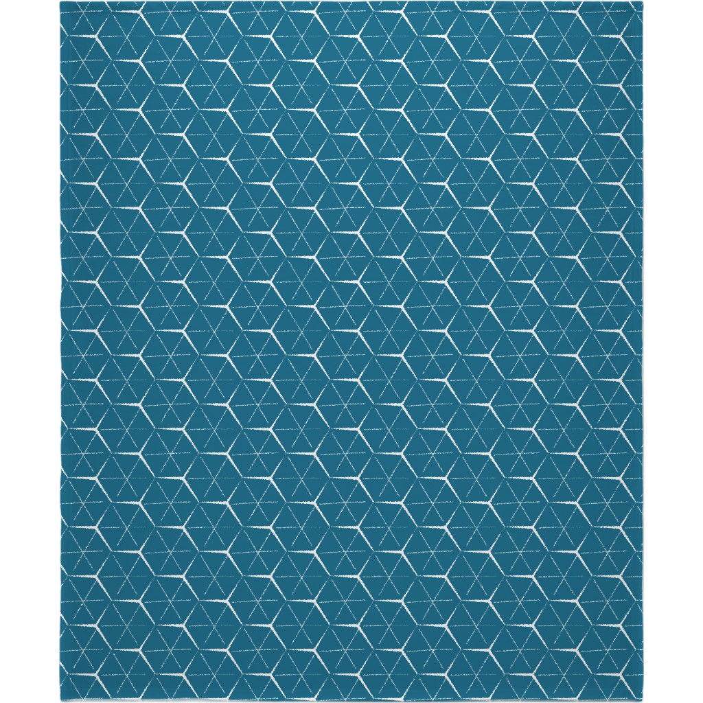 Hexagons - Blue Blanket, Fleece, 50x60, Blue