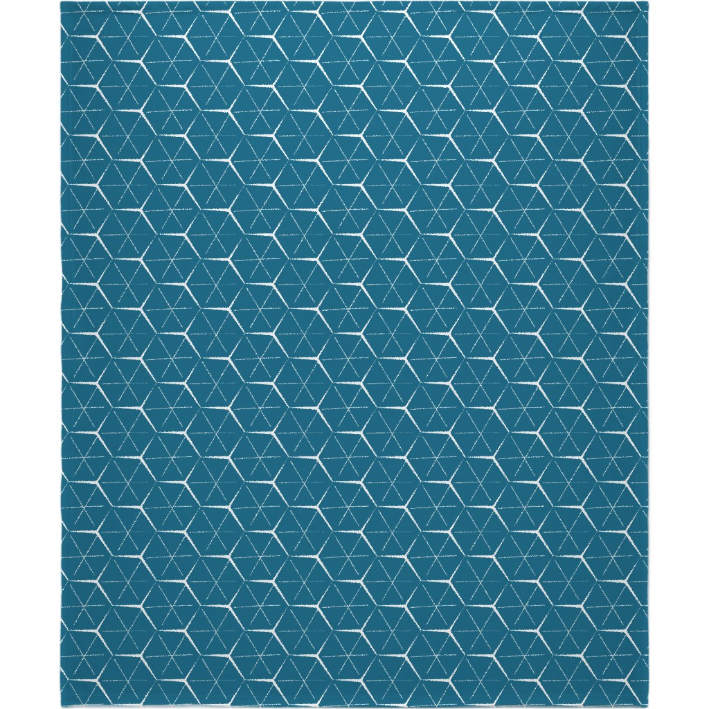 Hexagons - Blue Blanket, Fleece, 50x60, Blue, True Blue