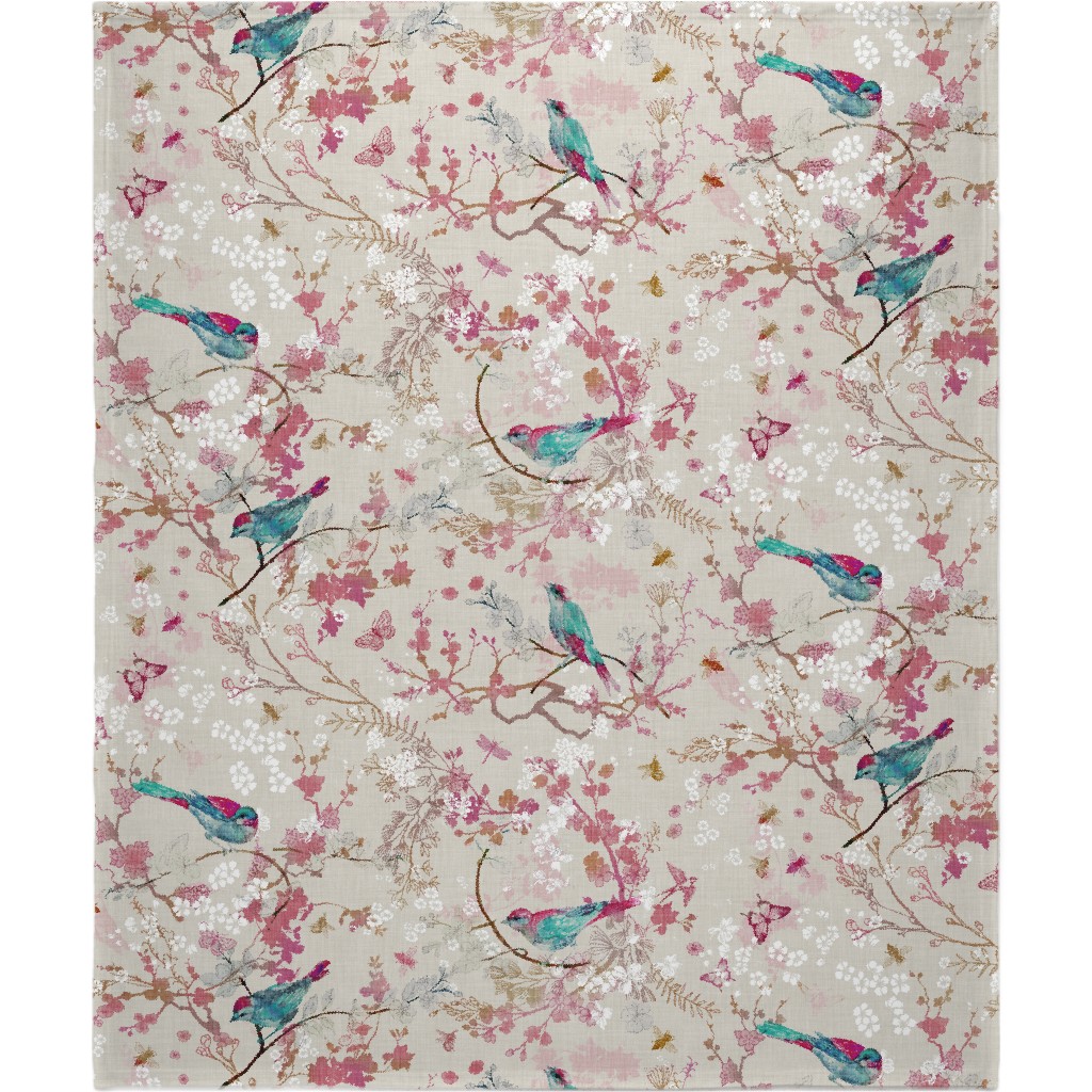 Birds + the Bees - Rose Blanket, Fleece, 50x60, Multicolor