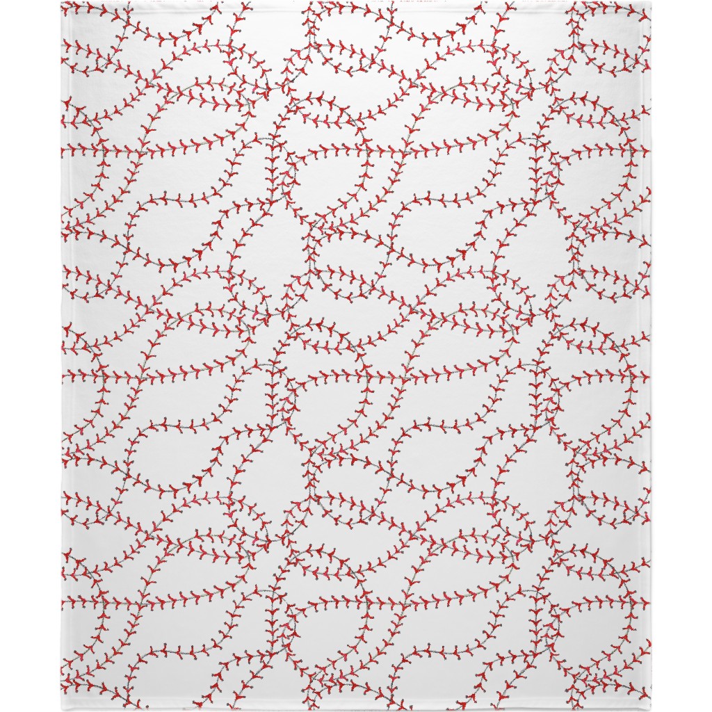 Baseball Seams Blanket, Fleece, 50x60, White