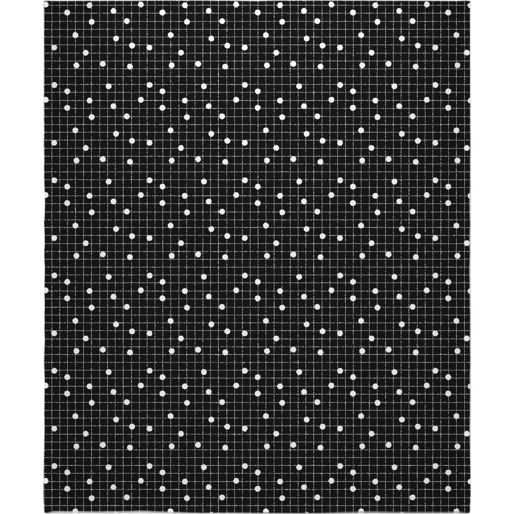Dot Line - Black and White Blanket, Fleece, 50x60, Black