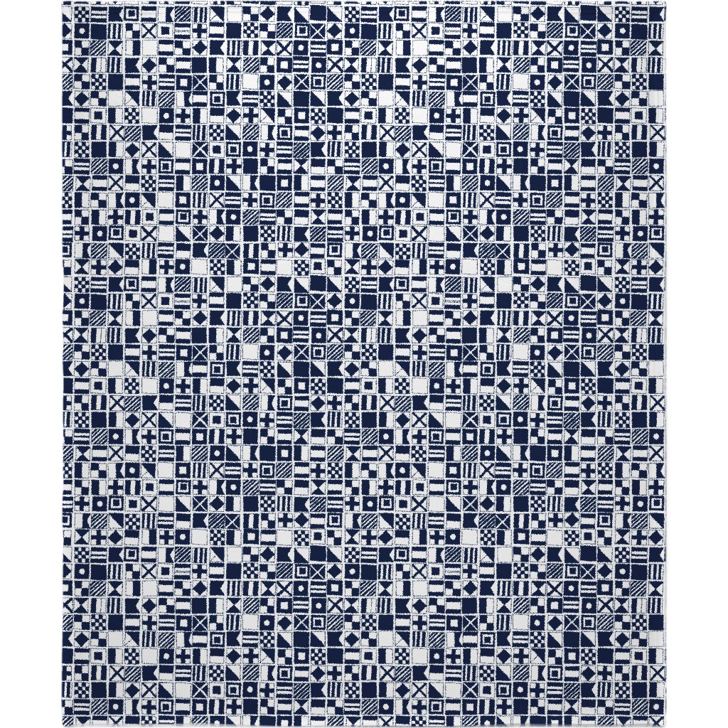 Sailing Flags - Navy Blue Blanket, Fleece, 50x60, Blue