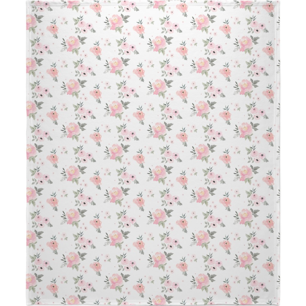Sweet Blush Roses - Pink Blanket, Fleece, 50x60, Pink