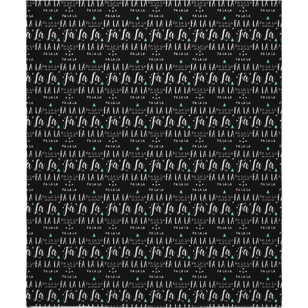 Fa La La La - Black Blanket, Fleece, 50x60, Black