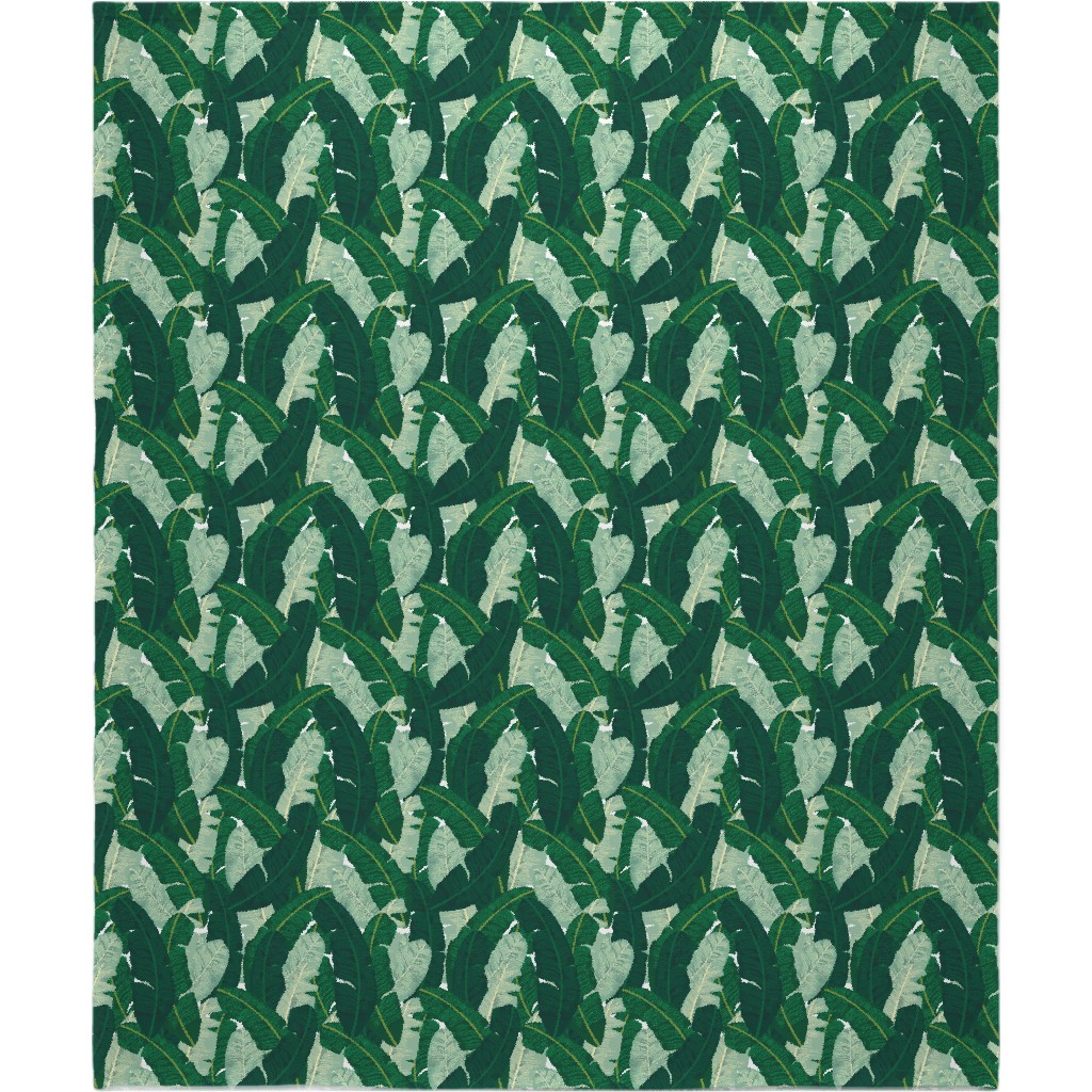 Classic Banana Leaves in Palm Springs Green Blanket, Fleece, 50x60, Green, Classic Green