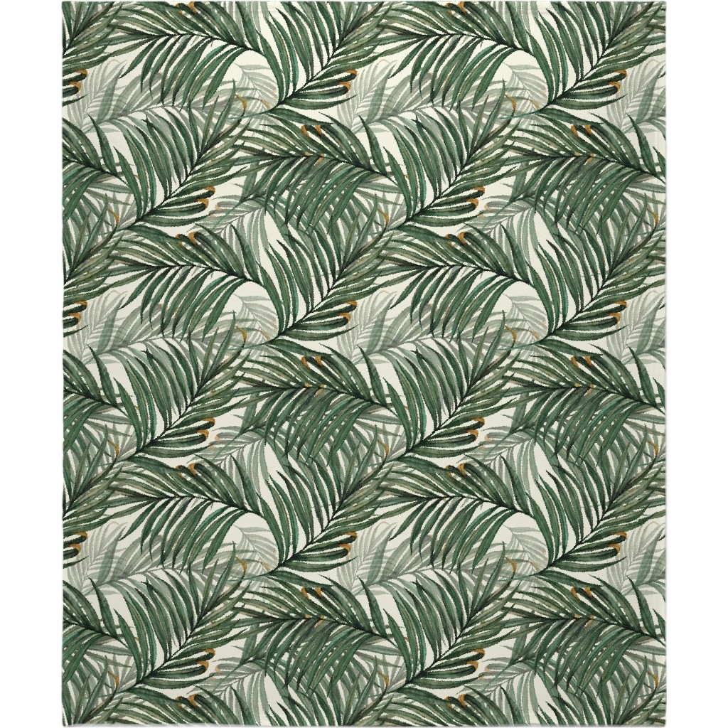 Palm Leaves King Pineapple Blanket, Fleece, 50x60, Green