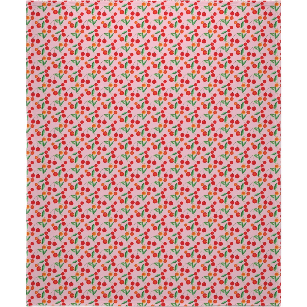 Cherry Farm Blanket, Fleece, 50x60, Pink