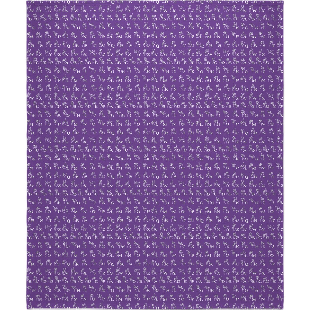 Sign Language Alphabet Blanket, Fleece, 50x60, Purple