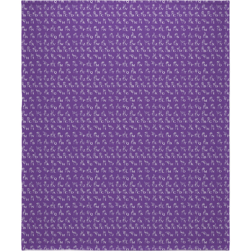 Sign Language Alphabet Blanket, Fleece, 50x60, Purple, Aubergine