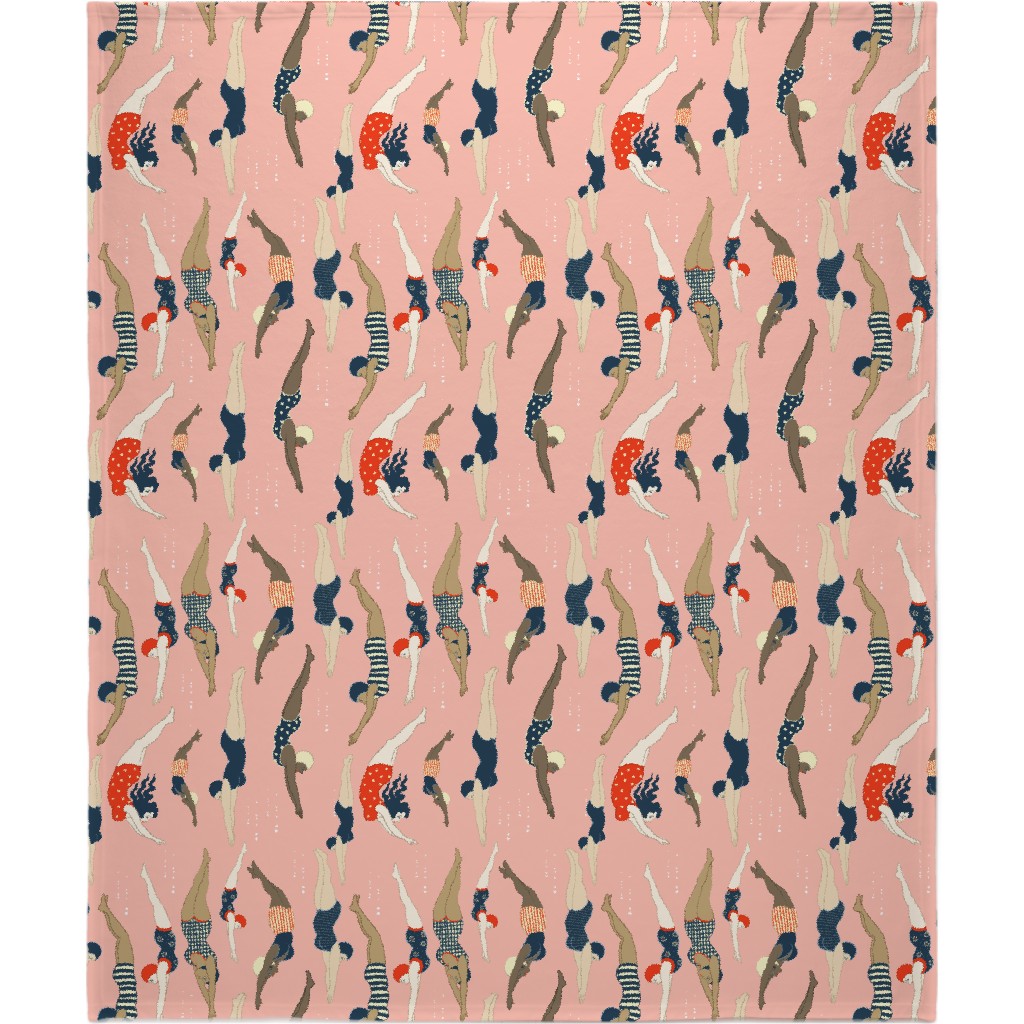 Lady Divers - Pink Blanket, Fleece, 50x60, Pink
