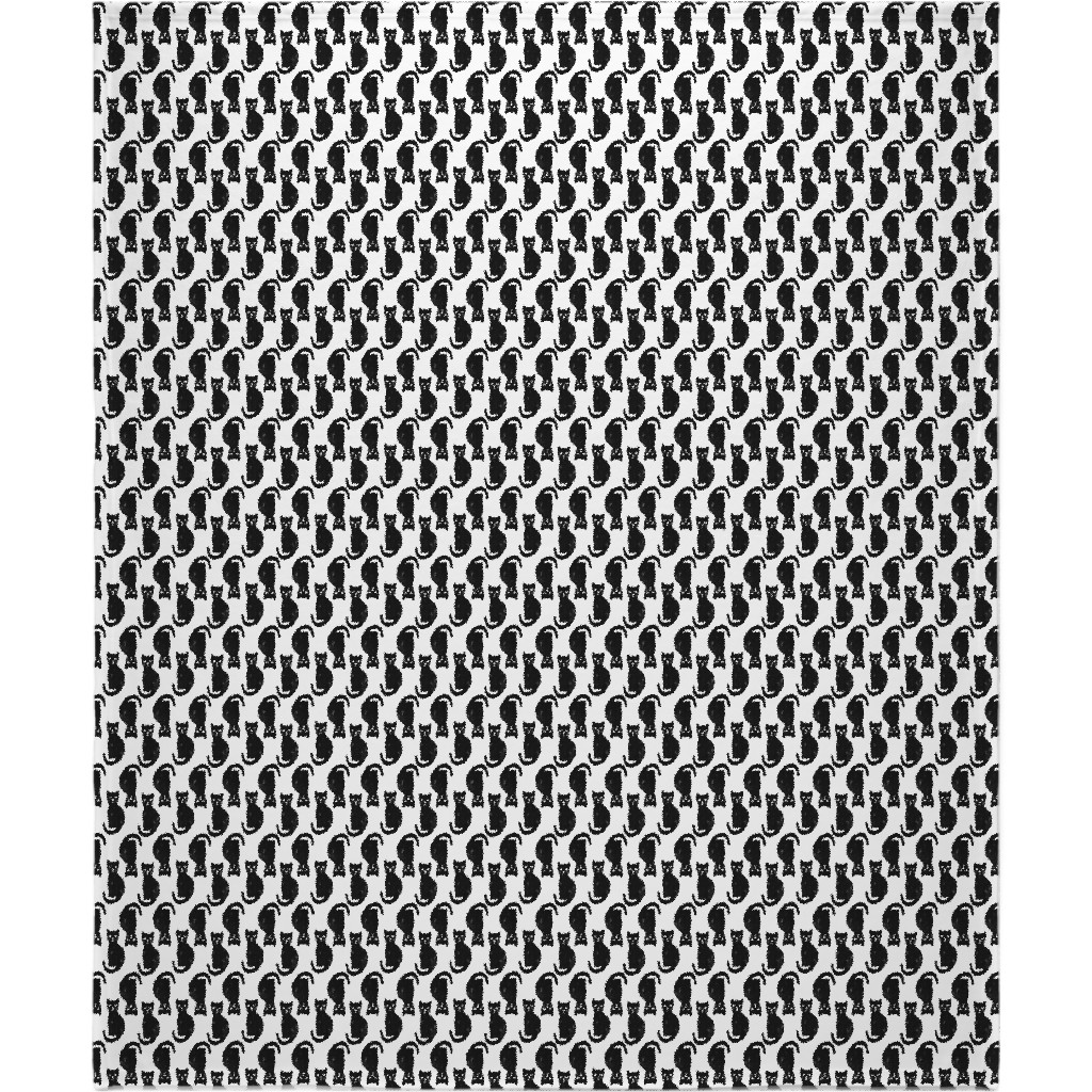 Black Cat Blanket, Fleece, 50x60, Black, Black