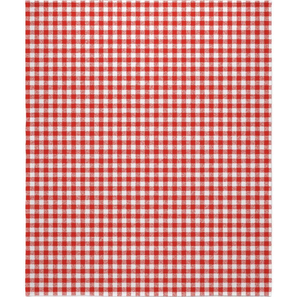 Red Gingham Pattern Blanket, Fleece, 50x60, Red, Red