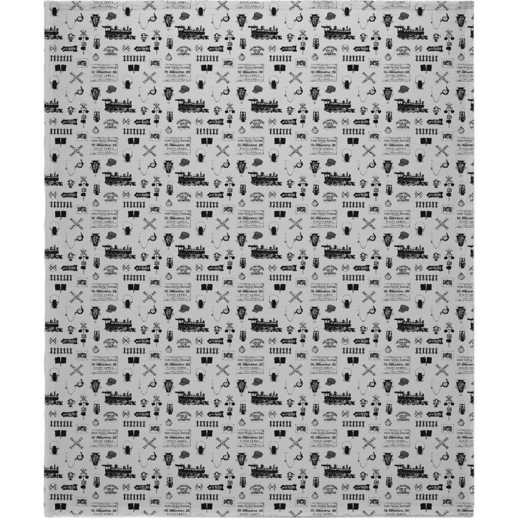 Railroad Blanket, Fleece, 50x60, Gray, Fog