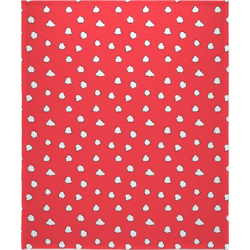 Popcorn - Red Blanket, Fleece, 50x60, Red, Red