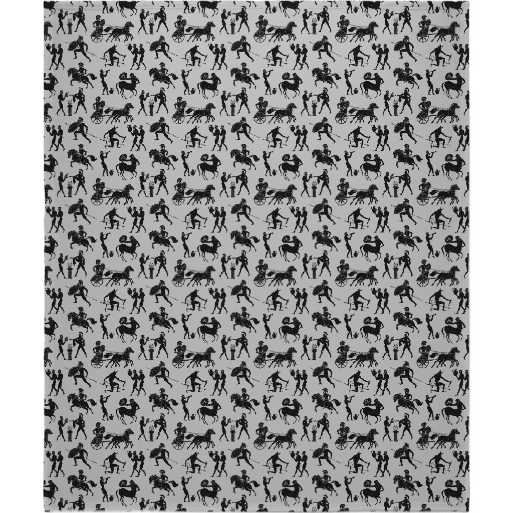 Greek Figures Blanket, Fleece, 50x60, Gray, Fog
