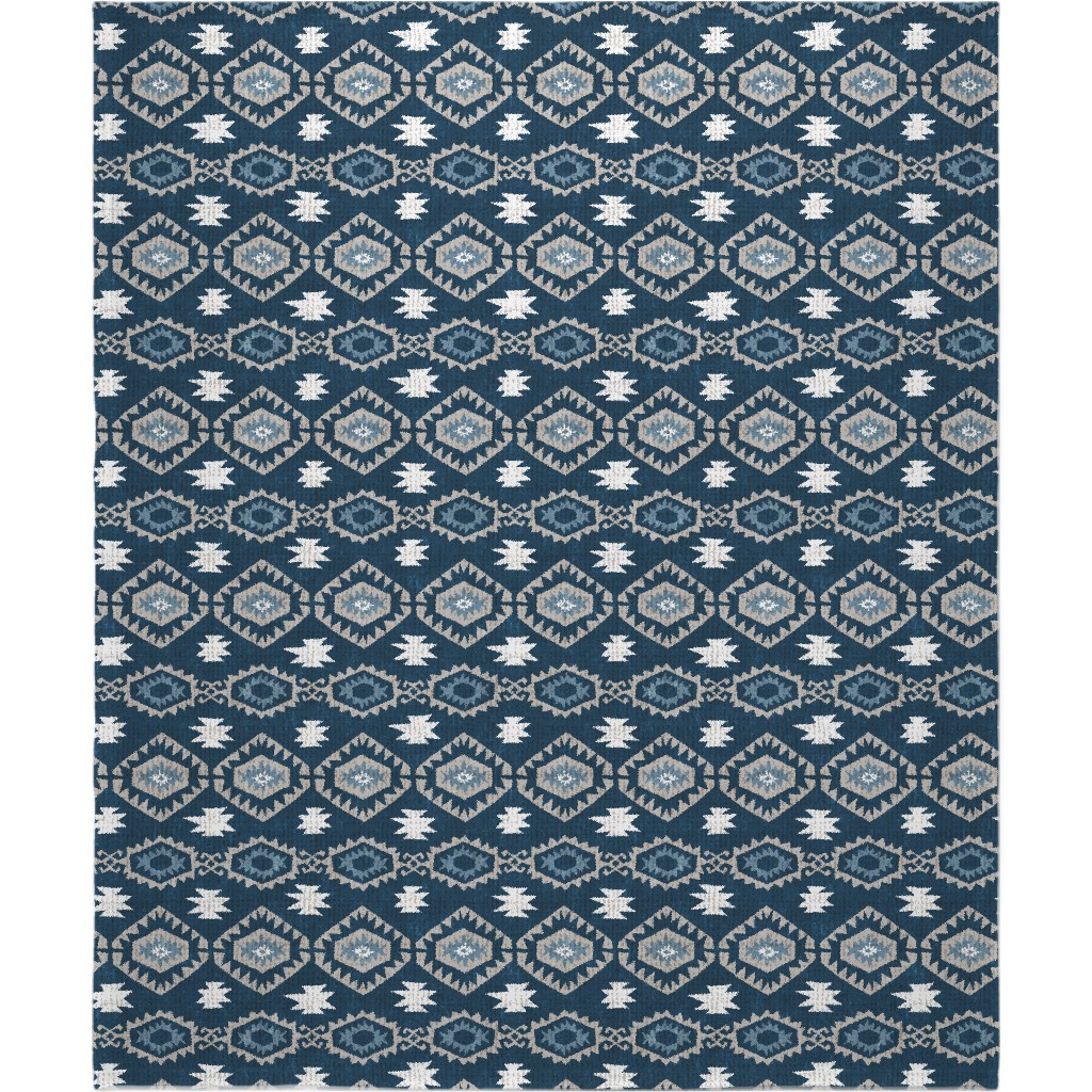 Kilim Me - Blue Blanket, Fleece, 50x60, Blue, True Blue