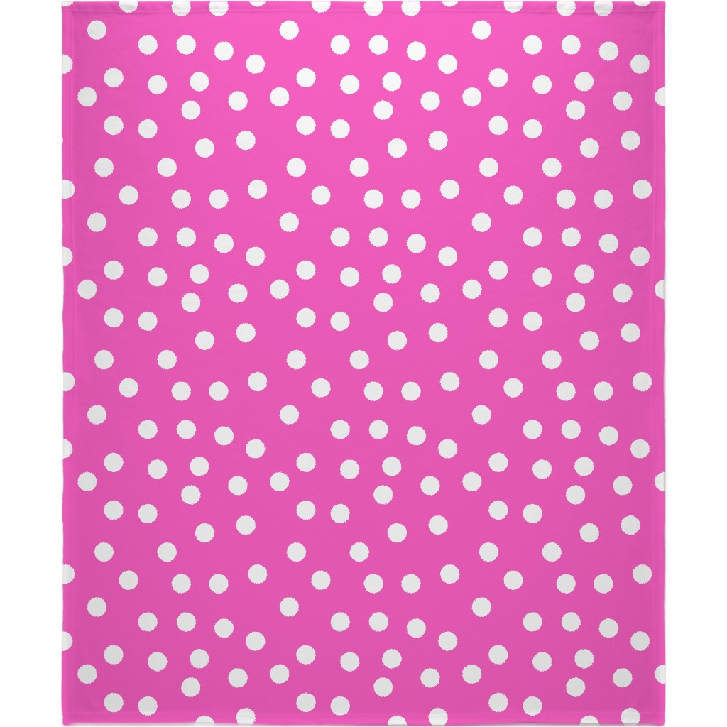 Polka Dot Scatter - Pink Blanket, Fleece, 50x60, Pink, Bright Pink