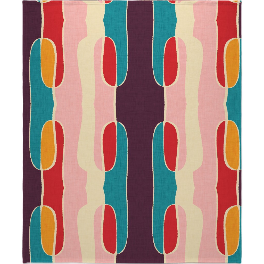Mid Century Mod Retro Waves - Multi Blanket, Fleece, 50x60, Multicolor
