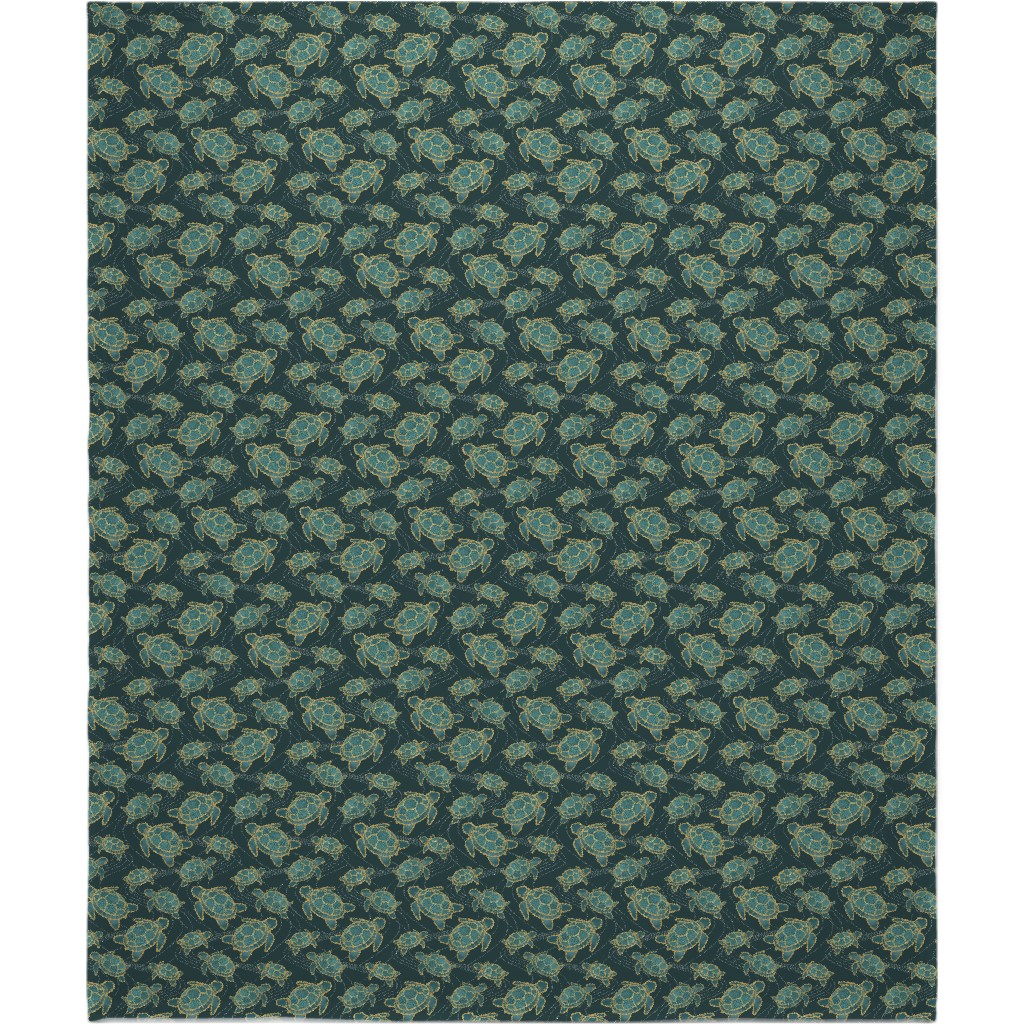 Turtles - Green Blanket, Fleece, 50x60, Green