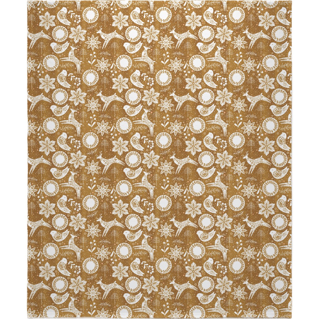 Gingerbread Forest - Brown & White Blanket, Fleece, 50x60, Brown, Brown