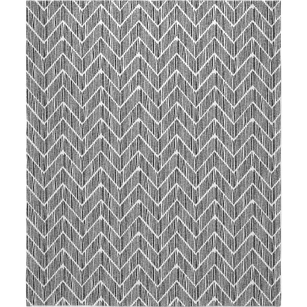 Black & White Chevron Blanket, Fleece, 50x60, Gray, Gray