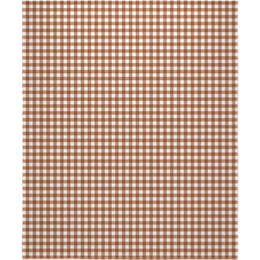 Gingham Plaid Check Blanket, Fleece, 50x60, Brown, Toast