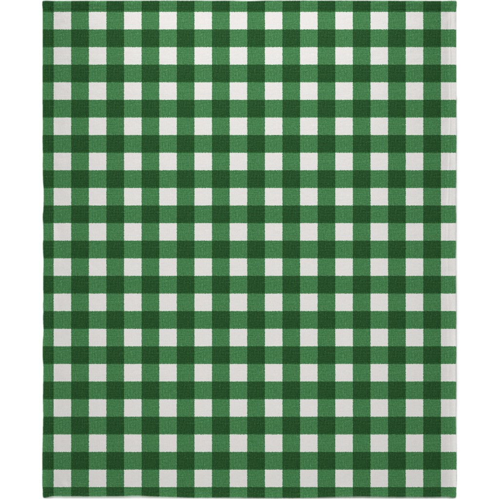 Gingham Linen - Green Blanket, Fleece, 50x60, Green