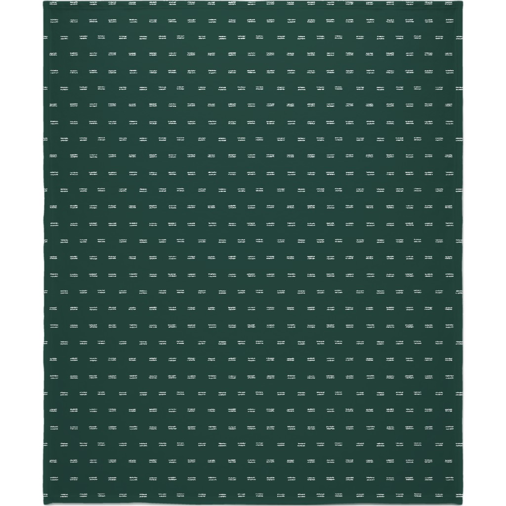 Parallel Lines Hand Drawn Mudcloth on Bottle Green Blanket, Fleece, 50x60, Green, Classic Green