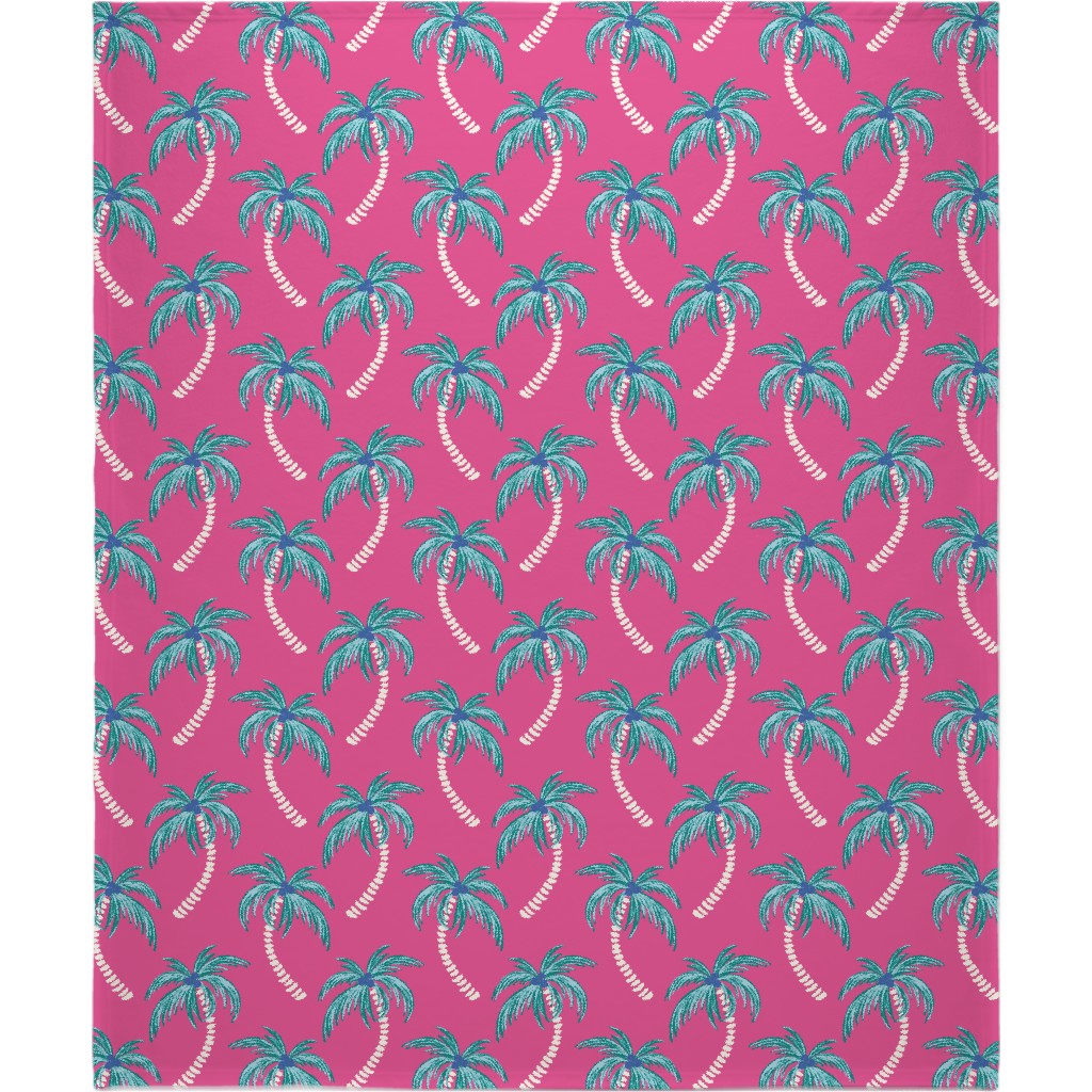 Tropical Palms Blanket, Fleece, 50x60, Pink