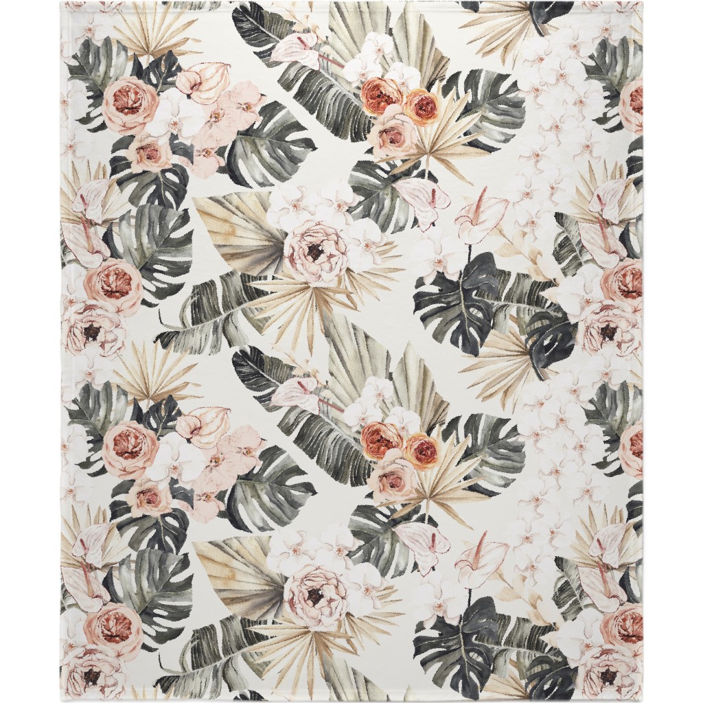 Paradise Palm, Peonies, and Tropical Plants - Multi Blanket, Fleece, 50x60, Multicolor