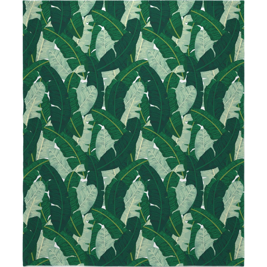 Classic Banana Leaves - Palm Springs Green Blanket, Fleece, 50x60, Green