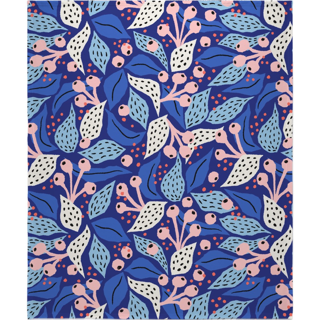 Papercut Collage - Blue Blanket, Fleece, 50x60, Blue