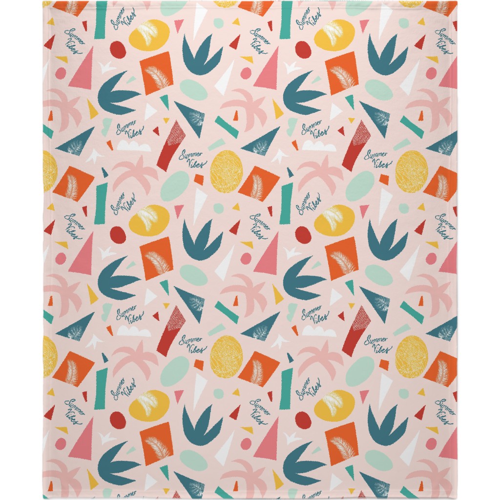 Summer Vibes Abstract Shapes Blanket, Fleece, 50x60, Multicolor