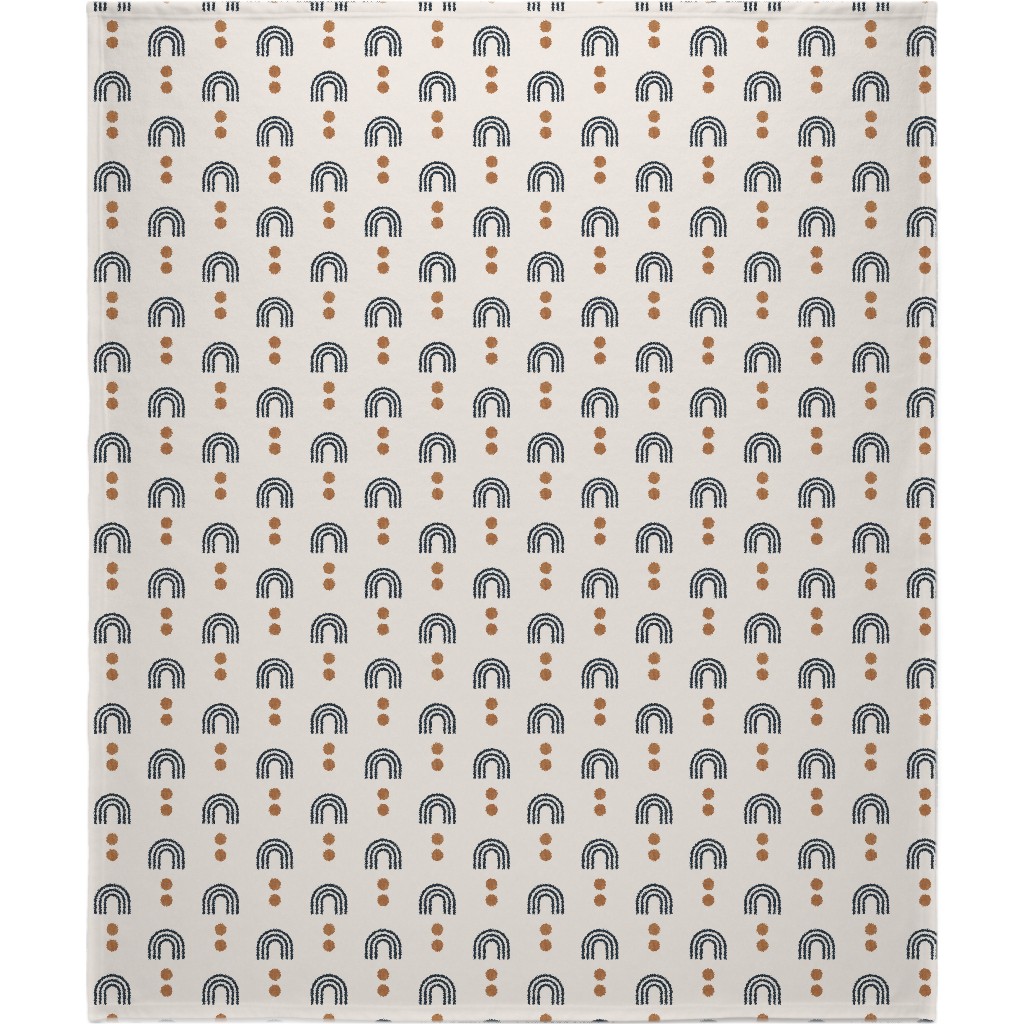 Aria Geometric Rainbow Blanket, Fleece, 50x60, Beige, Antique White