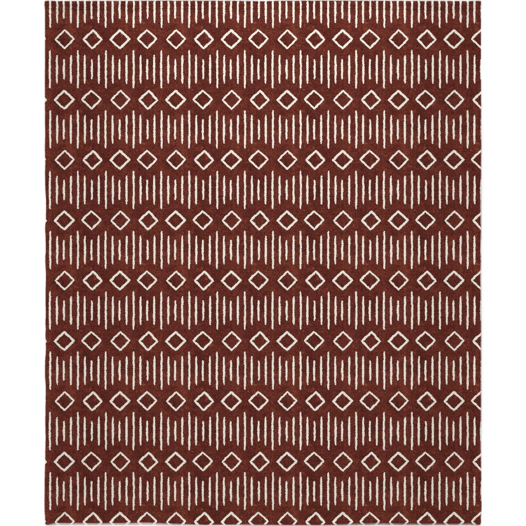Diamond Mud Cloth Blanket, Fleece, 50x60, Brown, Chestnut