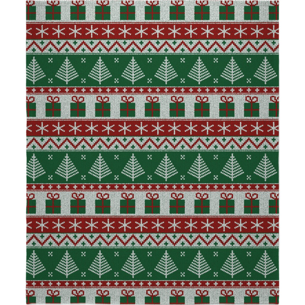 Christmas Knit - Green Blanket, Fleece, 50x60, Multicolor