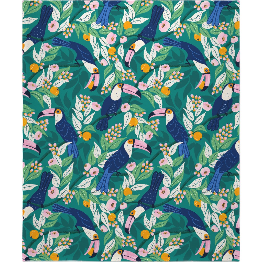 Whimsical Toucan Forest - Multi Blanket, Fleece, 50x60, Multicolor