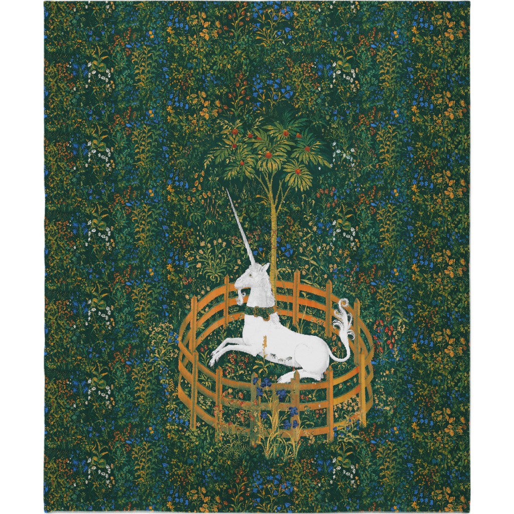 the Unicorn Is in Captivity Fleurs De Lynn Blanket, Fleece, 50x60, Green, Classic Green