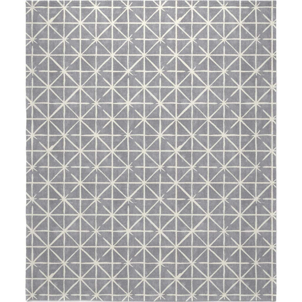 Geometric Triangles - Distressed - Grey Blanket, Fleece, 50x60, Gray