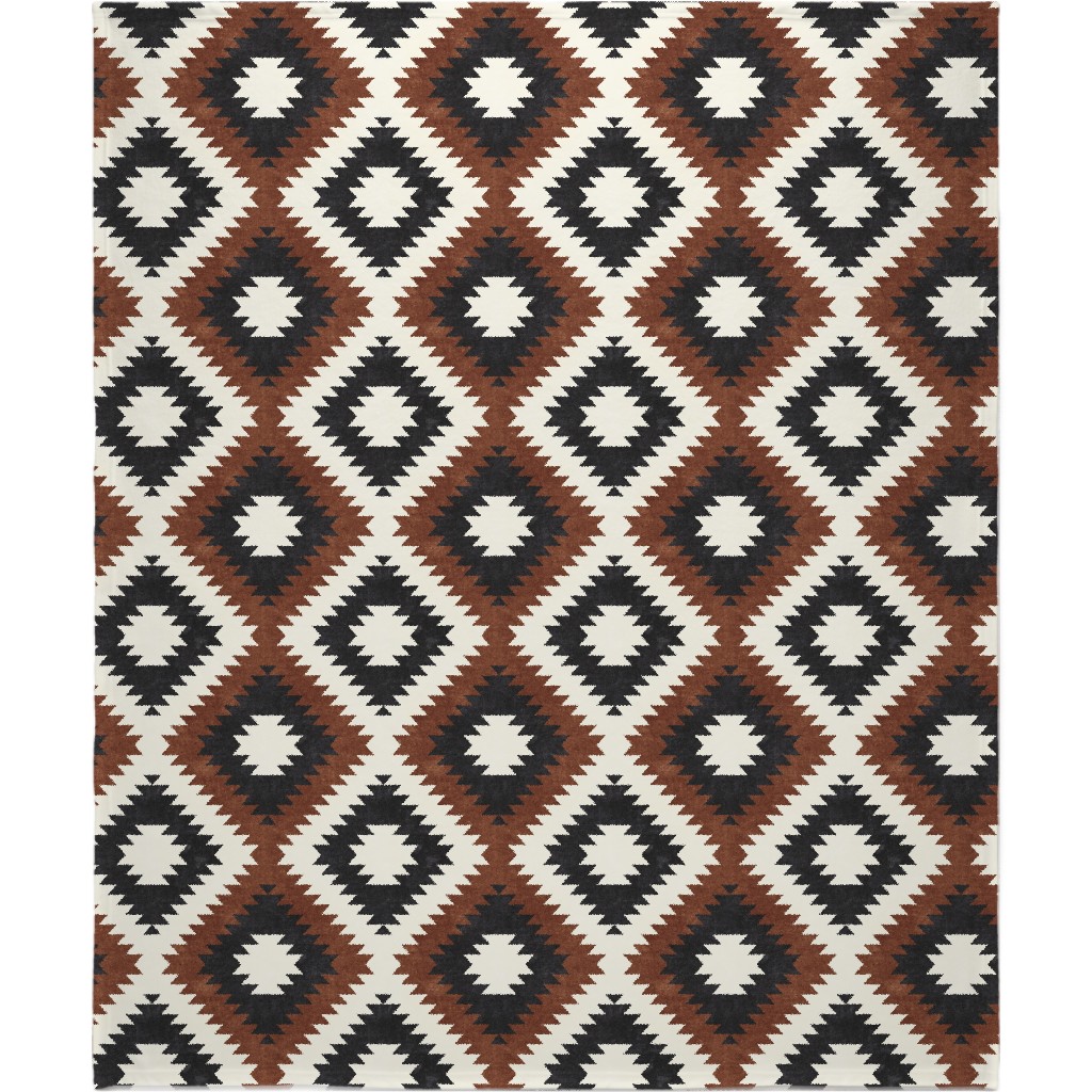 Southwest Geometric Diamond - Light Blanket, Fleece, 50x60, Brown, Brown