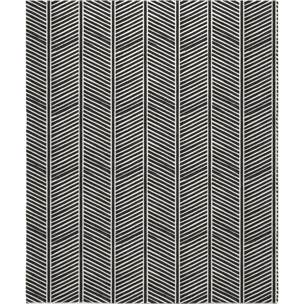 Organic Chevron Blanket, Fleece, 50x60, Black, Charcoal