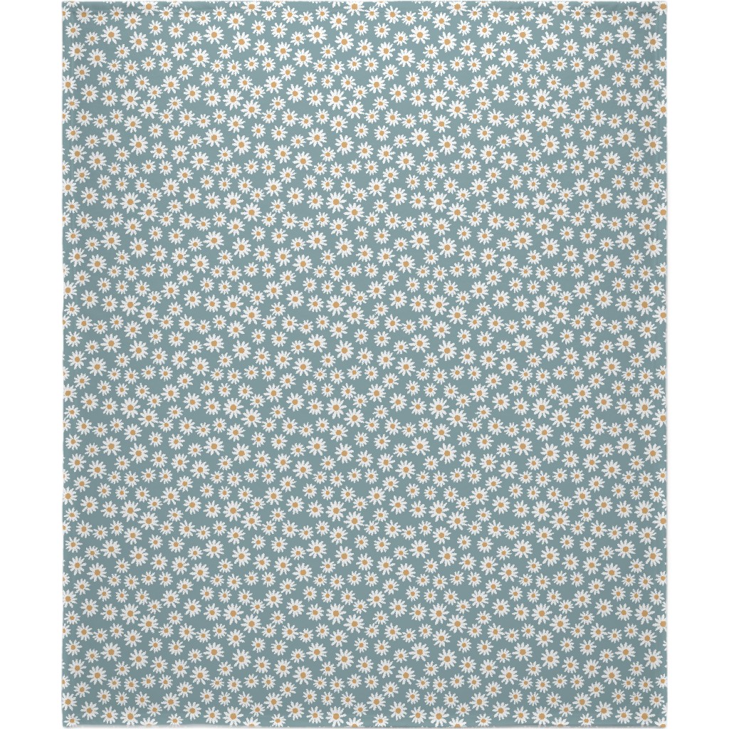 Daisies Blanket, Fleece, 50x60, Blue, Cool Gray