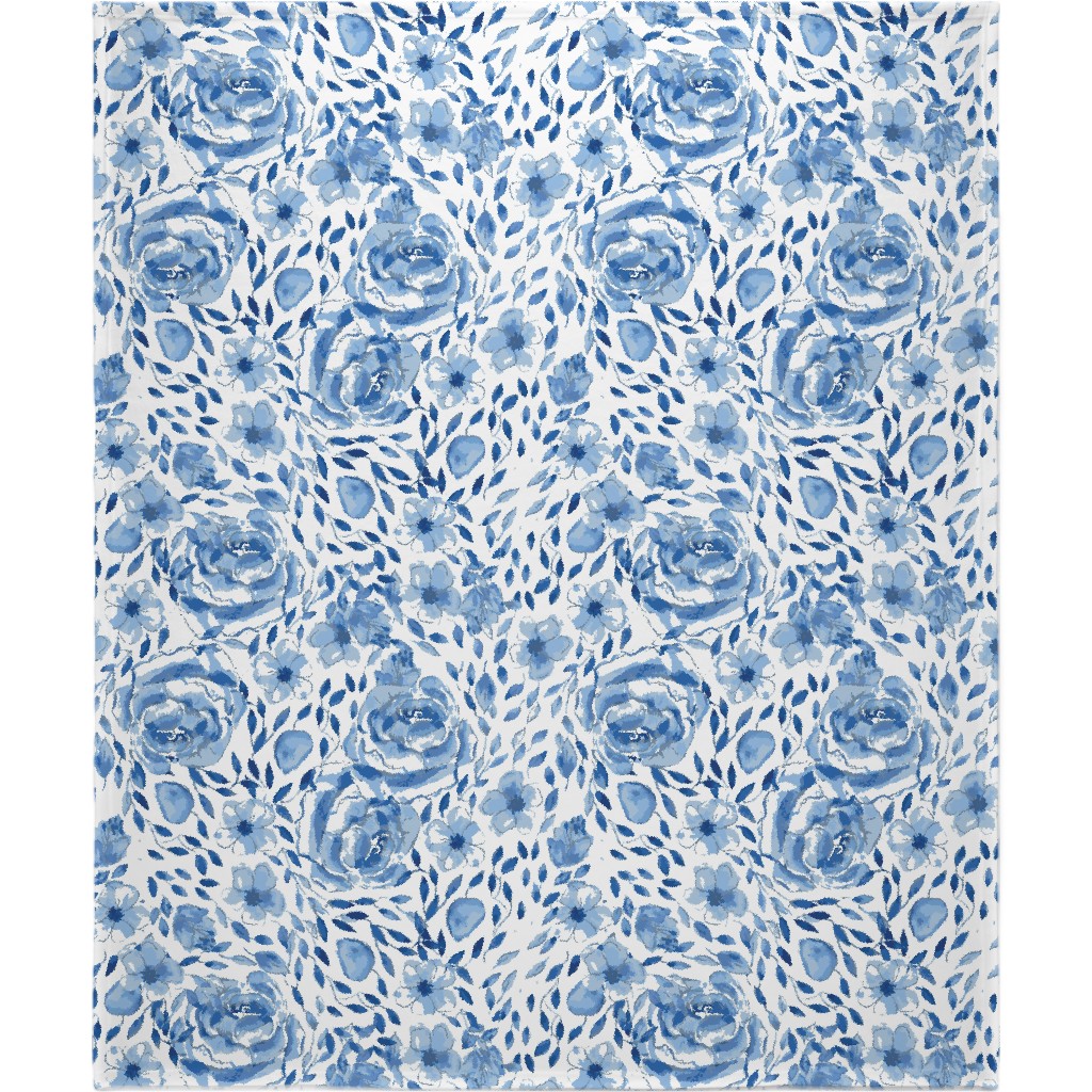 the Flow of the Garden - Blue Blanket, Fleece, 50x60, Blue