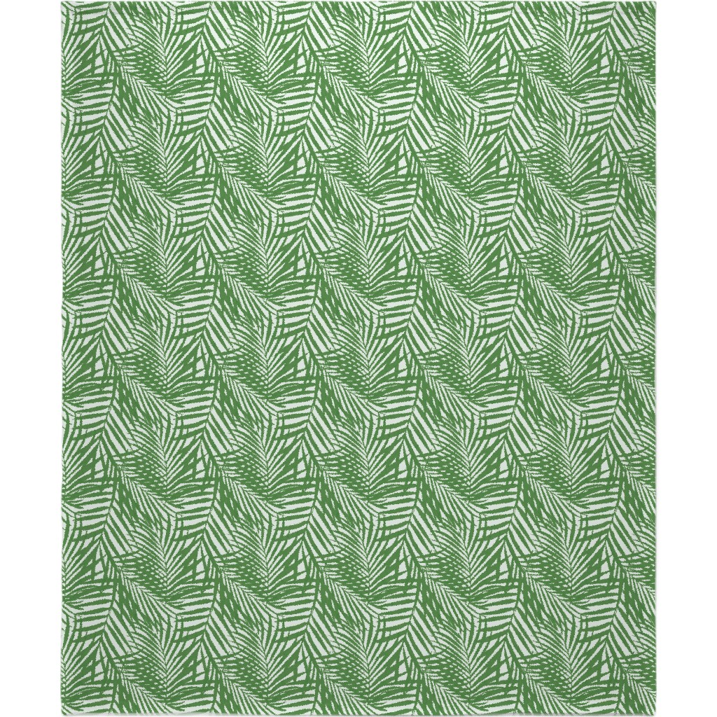 Watercolor Fronds - Green Blanket, Plush Fleece, 50x60, Green, Classic Green