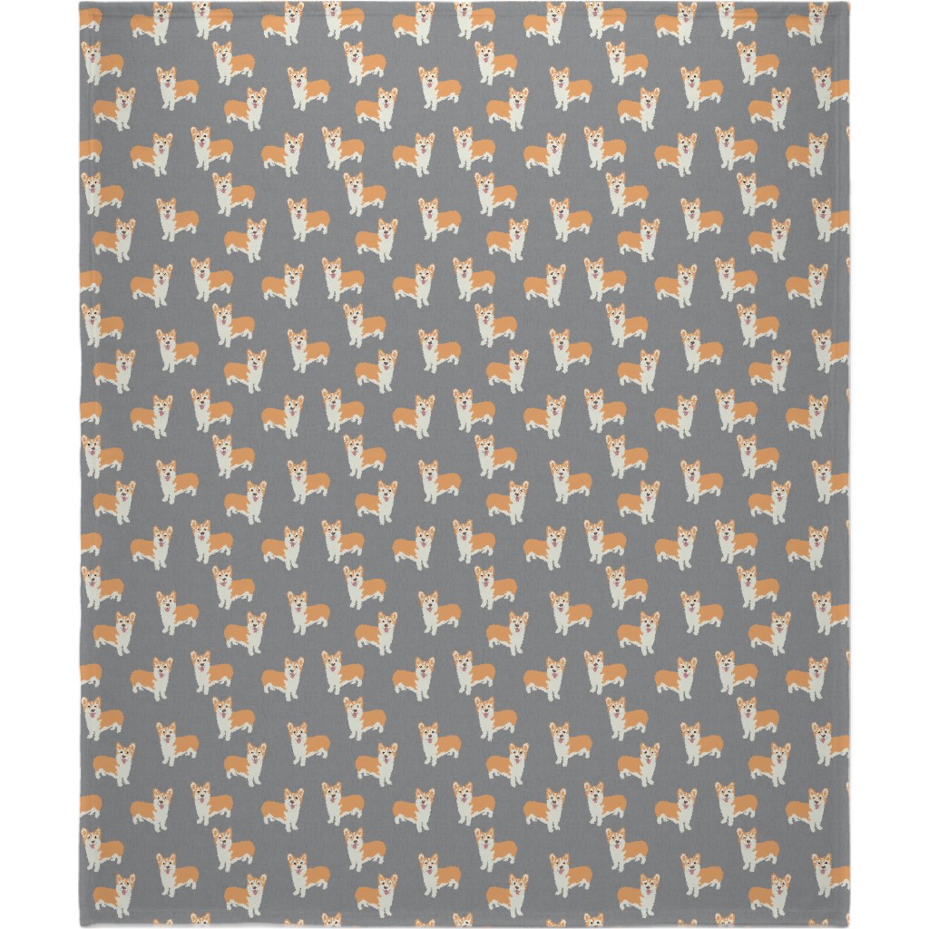 Corgi Blanket, Plush Fleece, 50x60, Gray, Smoke Signals