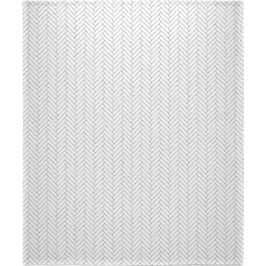 Simple Herringbone Chevron - Black and White Blanket, Plush Fleece, 50x60, White, White