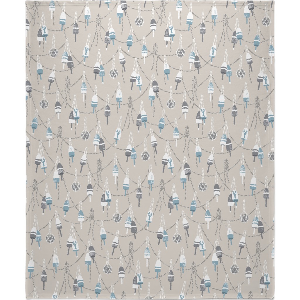 Lobster Buoy - Beige Blanket, Plush Fleece, 50x60, Beige, Pearl